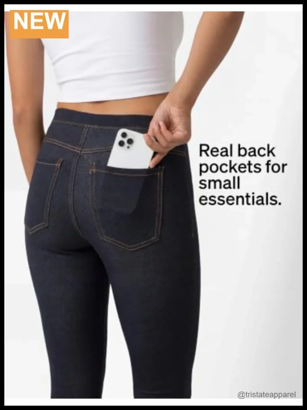 Stretch Denim Leggings with Pockets - High Rise